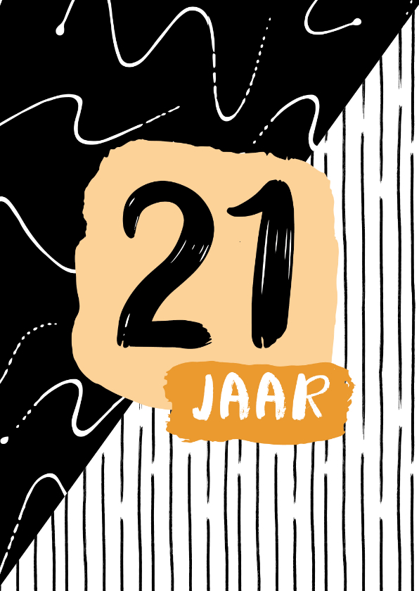 Verjaardagskaarten - Verjaardagskaart zwartwit 21 jaar