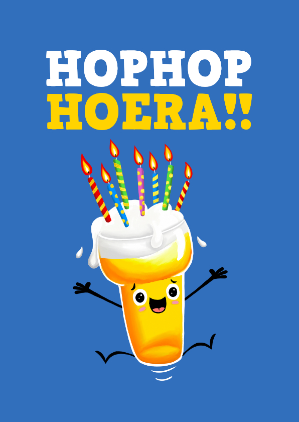 Verjaardagskaartje met biertje 'Hop hop hoera!' - Verjaardagskaarten Verjaardagskaarten - Verjaardagskaartje met biertje 'Hop hop hoera!'