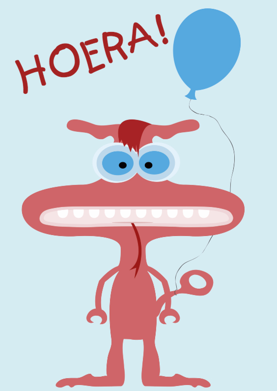 Verjaardagskaartje Monster Hoera - Verjaardagskaarten Verjaardagskaarten - Verjaardagskaartje Monster Hoera