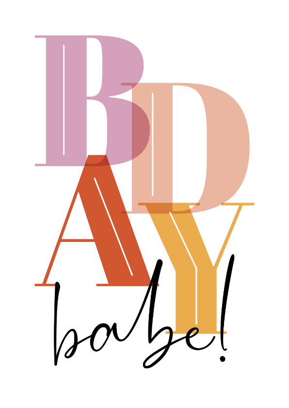 Verjaardagskaarten - Verjaardagskaartje trendy kleuren bday babe