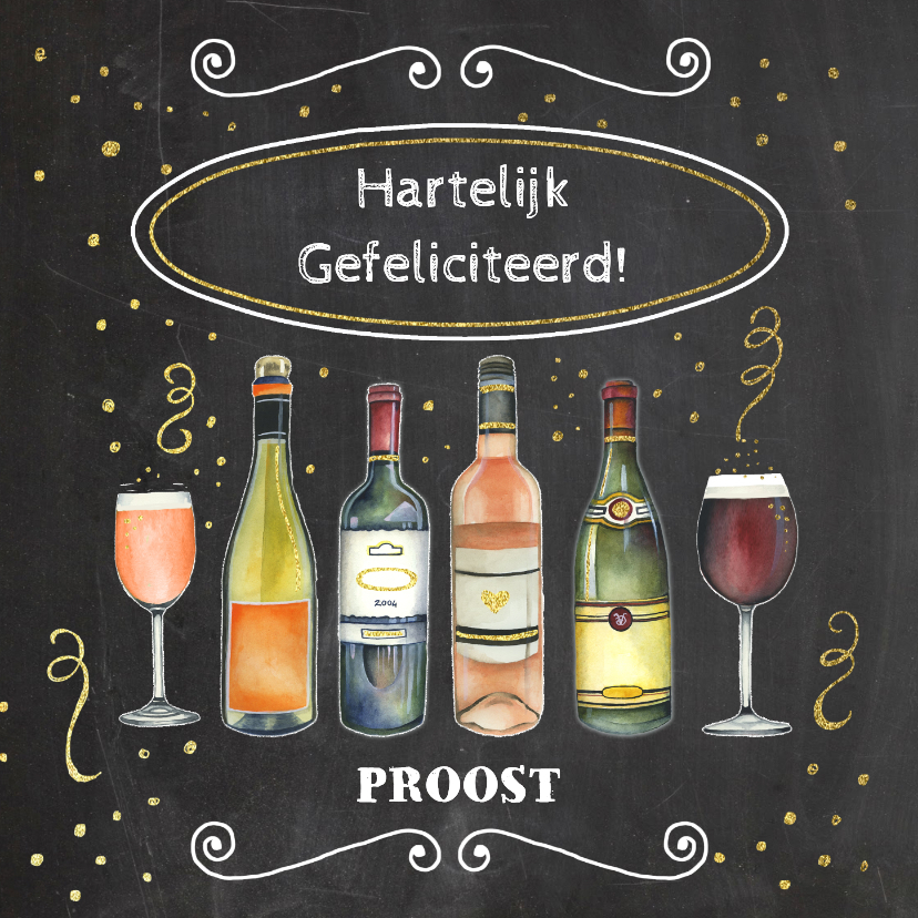 Verjaardagskaarten - Verjaardagskaartopkrijtbord wijn
