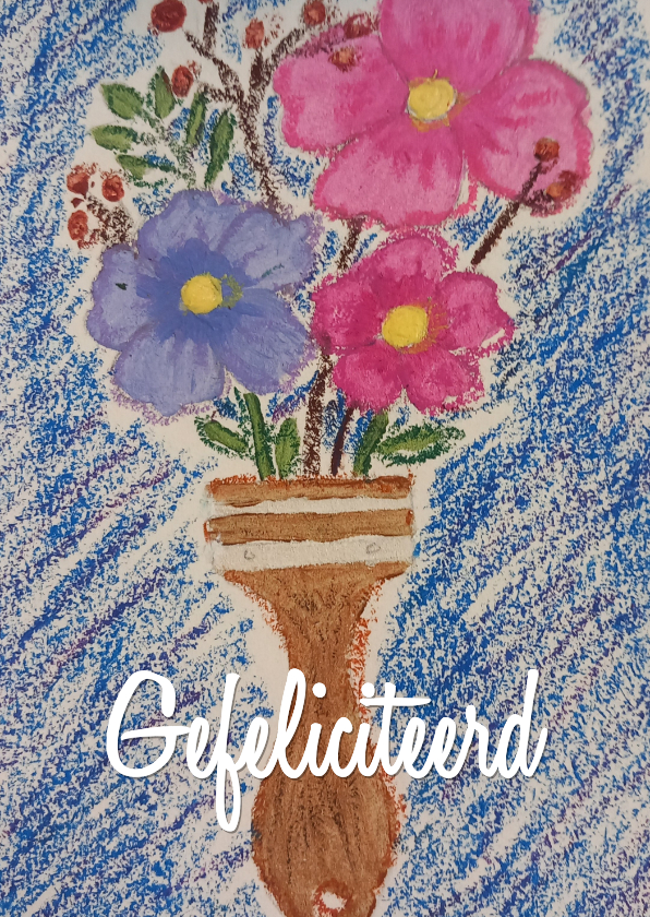 Verjaardagskaarten - Verjaarsdagkaart kwast met bloemen