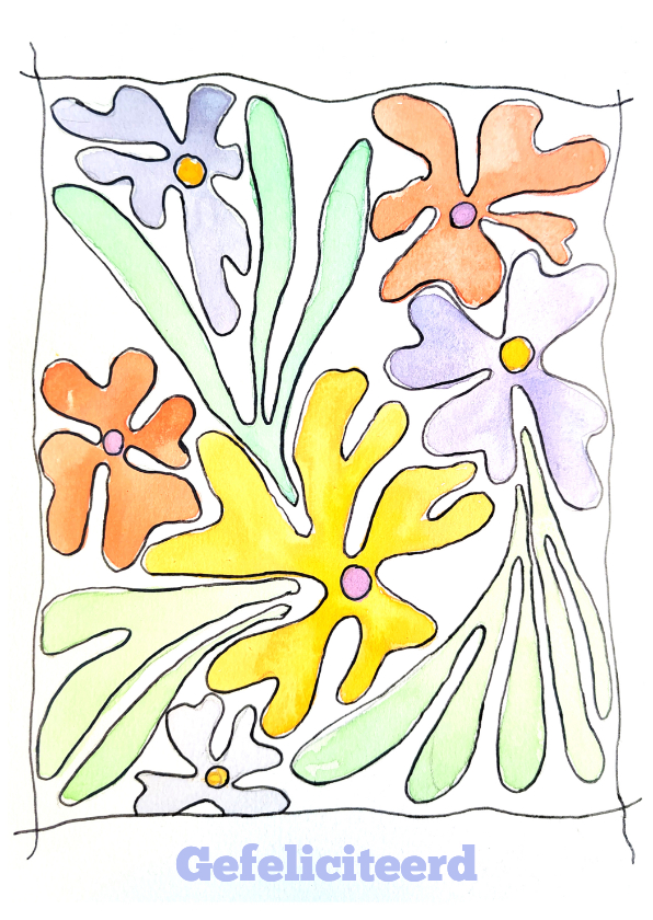 Verjaardagskaarten - Verjaarsdagkaart met bloemen
