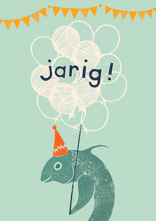 Vis is jarig Mintgroen - Verjaardagskaarten Verjaardagskaarten - Vis is jarig Mintgroen
