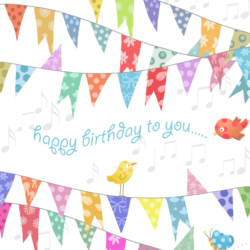 Vlag met happy birthday Anet Illustratie - Verjaardagskaarten Verjaardagskaarten - Vlag met happy birthday Anet Illustratie