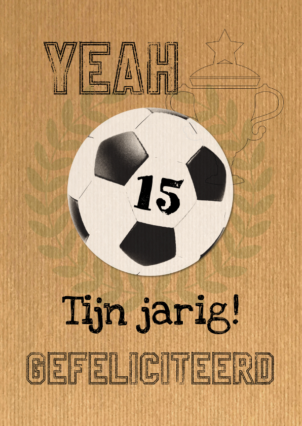 Voetbal en jarig kraftpapier-ByF - Verjaardagskaarten Verjaardagskaarten - Voetbal en jarig kraftpapier-ByF