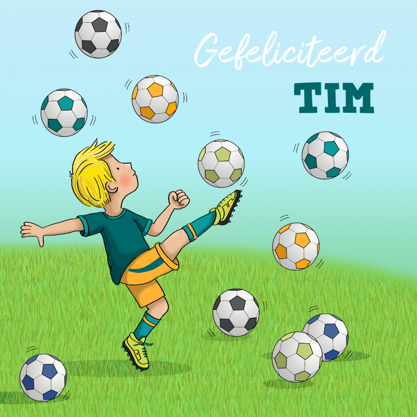 Verjaardagskaarten - Voetbal kaart Anet Illustraties