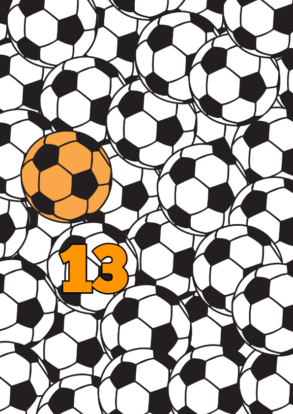 Verjaardagskaarten - Voetballen met oranje bal