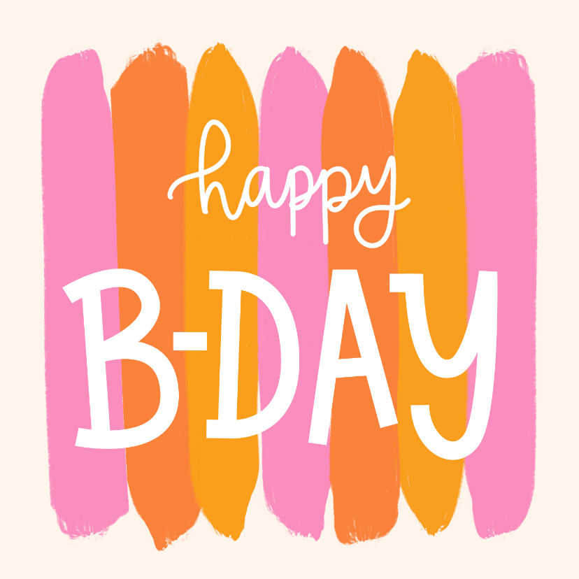 Verjaardagskaarten - Vrolijk verjaardagskaartje gestreept happy bday typografie