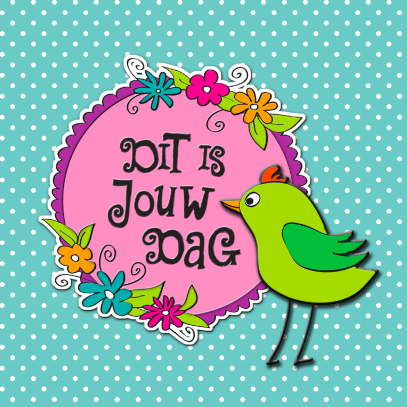 Vrolijke groene vogel - Verjaardagskaarten Verjaardagskaarten - Vrolijke groene vogel