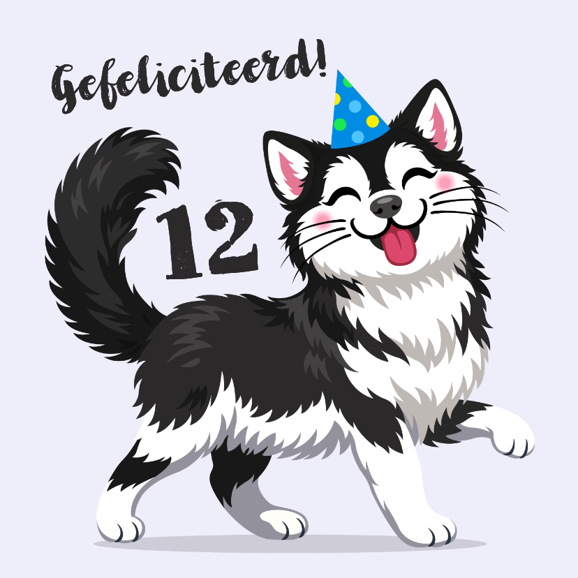 Verjaardagskaarten - Vrolijke husky verjaardagskaart