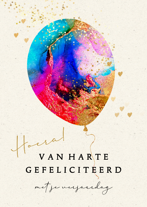 Vrolijke verjaardagskaart ballon aquarel verf - Verjaardagskaarten Verjaardagskaarten - Vrolijke verjaardagskaart ballon aquarel verf