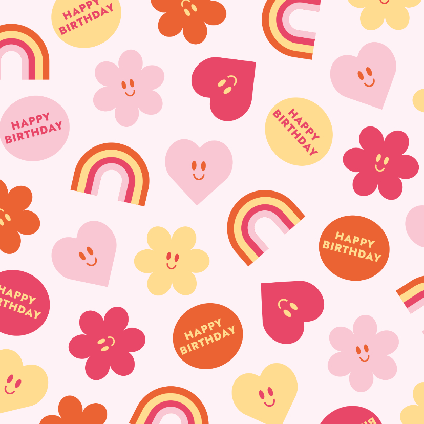 Vrolijke verjaardagskaart happy birthday in felle kleuren - Verjaardagskaarten Verjaardagskaarten - Vrolijke verjaardagskaart happy birthday in felle kleuren