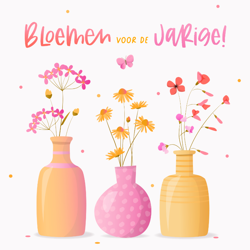 Verjaardagskaarten - Vrolijke verjaardagskaart kleurrijke bloemen voor de jarige