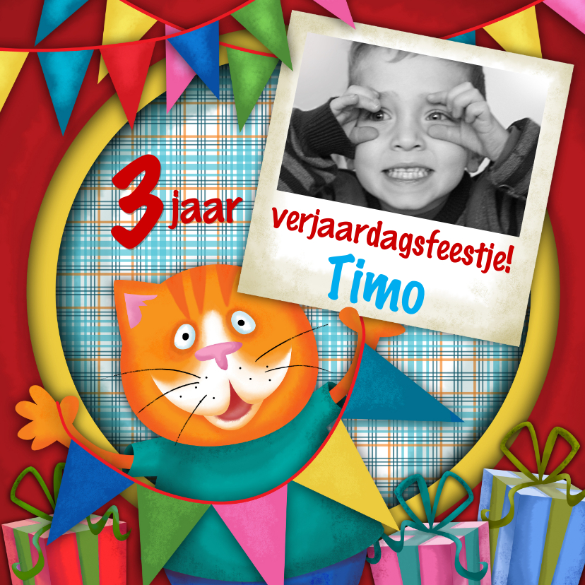 YVON straat kat eigen foto verjaardag - Verjaardagskaarten Verjaardagskaarten - YVON straat kat eigen foto verjaardag