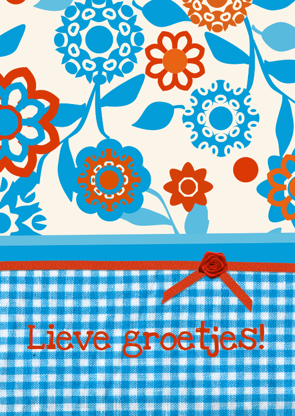 Bloemenkaart blauw2 collectie Linde - Vriendschap kaarten Vriendschap kaarten - Bloemenkaart blauw2 collectie Linde