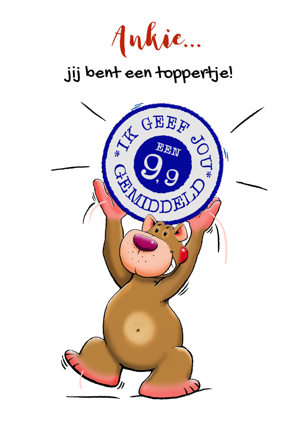Leuke vriendschap kaart met beertje en stempel 9,5 - Vriendschap kaarten Vriendschap kaarten - Leuke vriendschap kaart met beertje en stempel 9,5