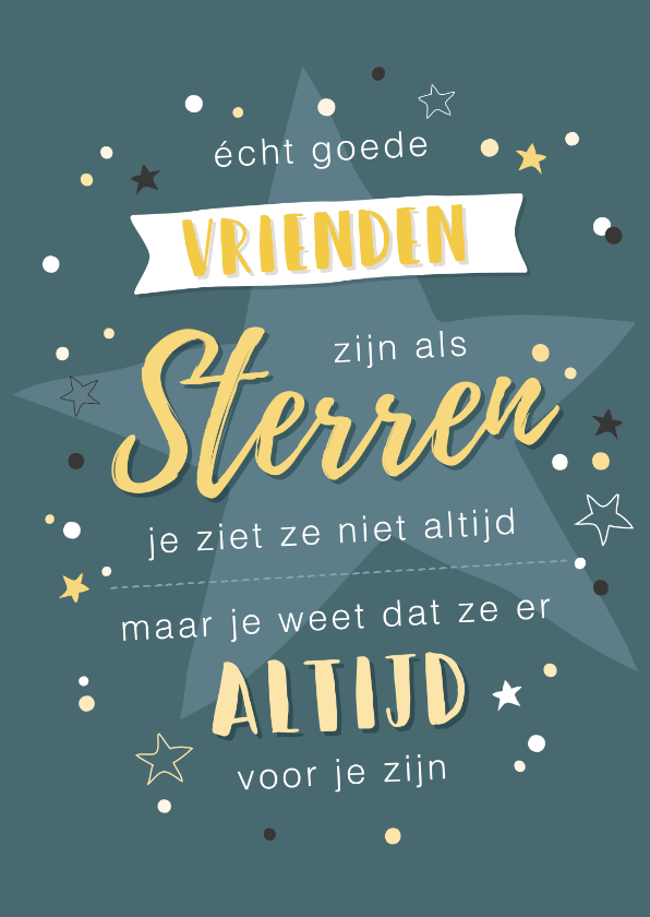 Petrol blauwe kaart met quote over vriendschap en sterren. - Vriendschap kaarten Vriendschap kaarten - Petrol blauwe kaart met quote over vriendschap en sterren.