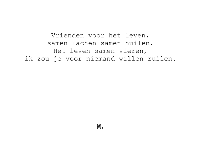 Stijlvolle vriendschapskaart met lief gedicht - Vriendschap kaarten Vriendschap kaarten - Stijlvolle vriendschapskaart met lief gedicht
