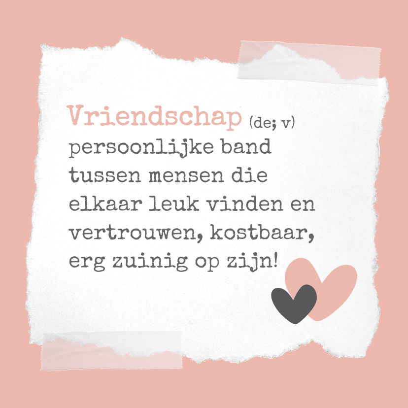 Vriendschap kaart: woordenboek style - Vriendschap kaarten Vriendschap kaarten - Vriendschap kaart: woordenboek style