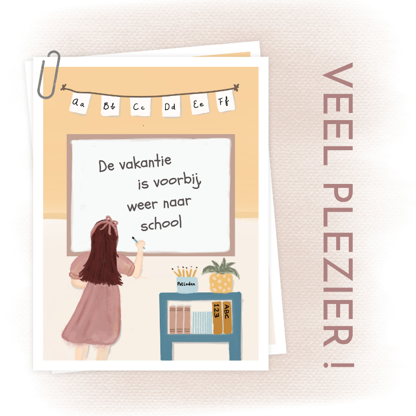 Back to school kaart meisje schoolbord - Wenskaarten Wenskaarten - Back to school kaart meisje schoolbord