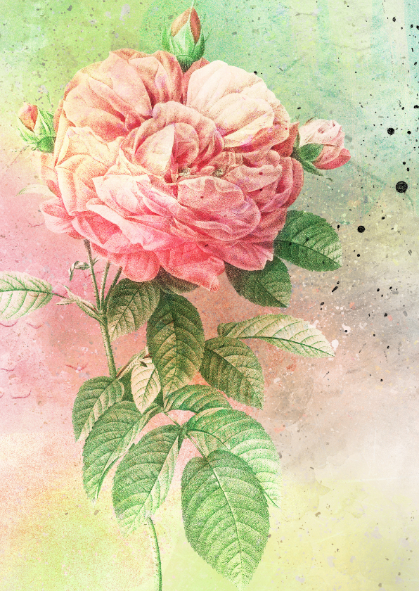 Bedankkaart vintage zacht pastel - Wenskaarten Wenskaarten - Bedankkaart vintage zacht pastel