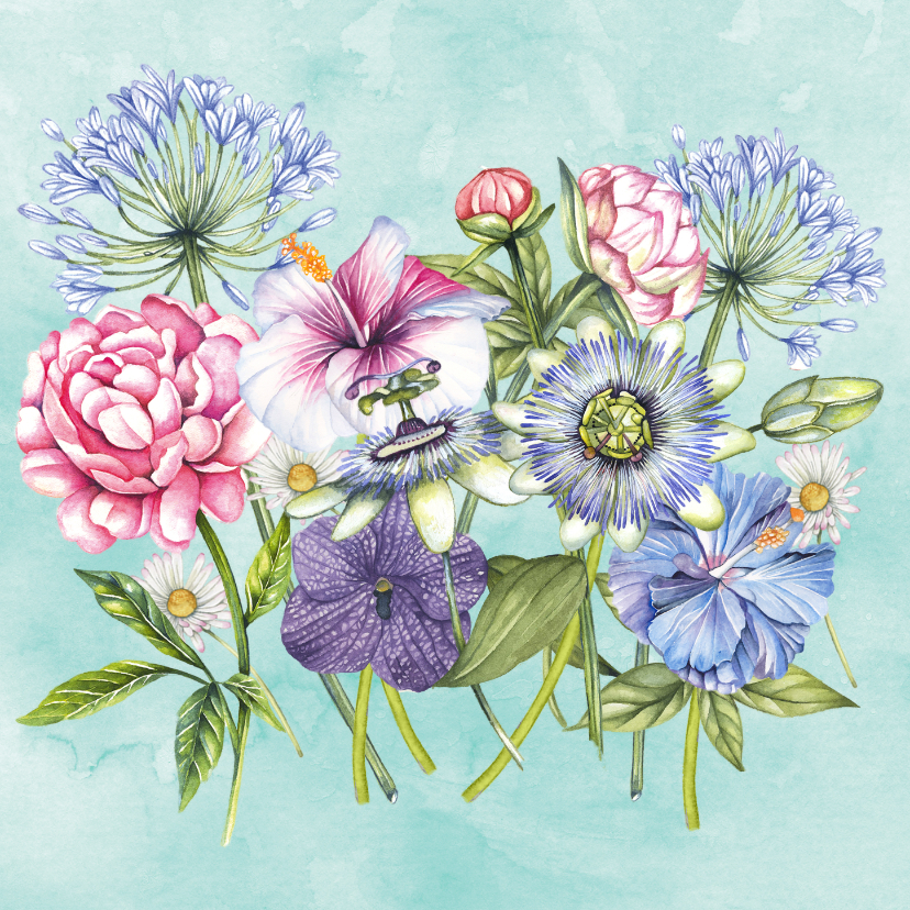 Wenskaarten - Bloemen kleurrijk