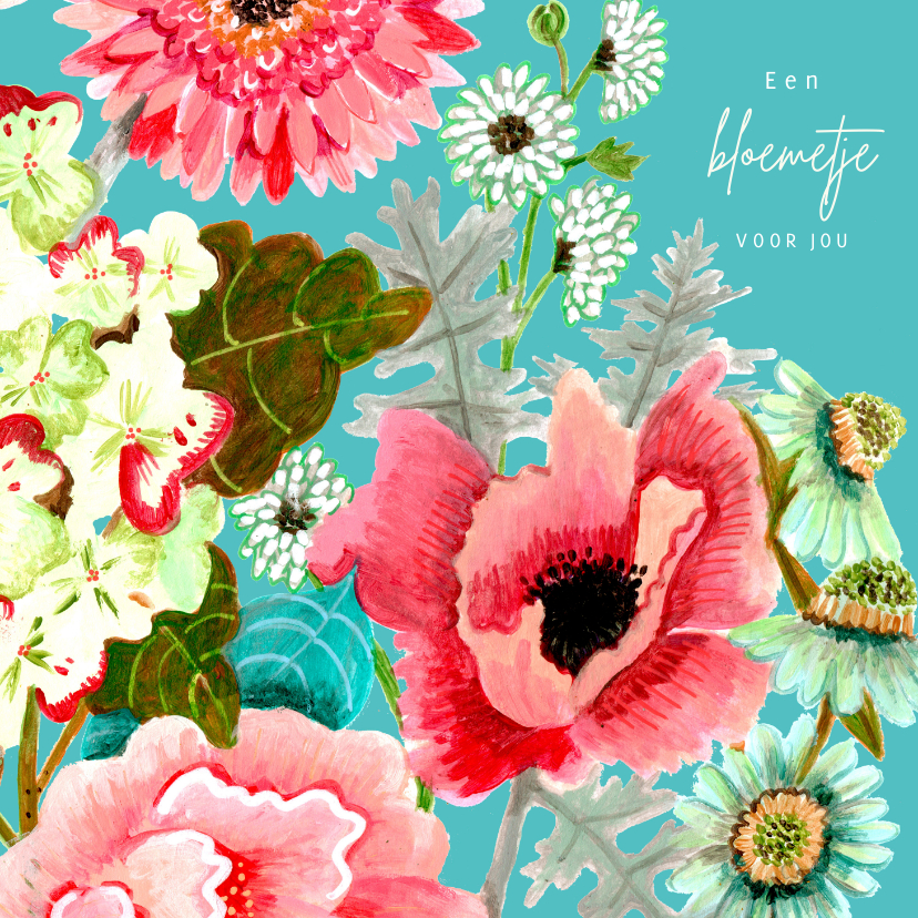 Wenskaarten - Bloemenkaart een mooi wild boeket bloemen voor jou