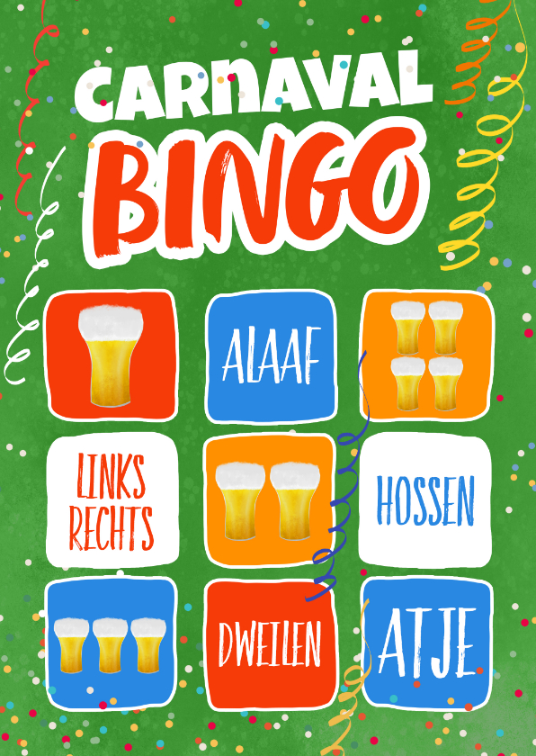 Wenskaarten - Carnaval-bingo-kaart