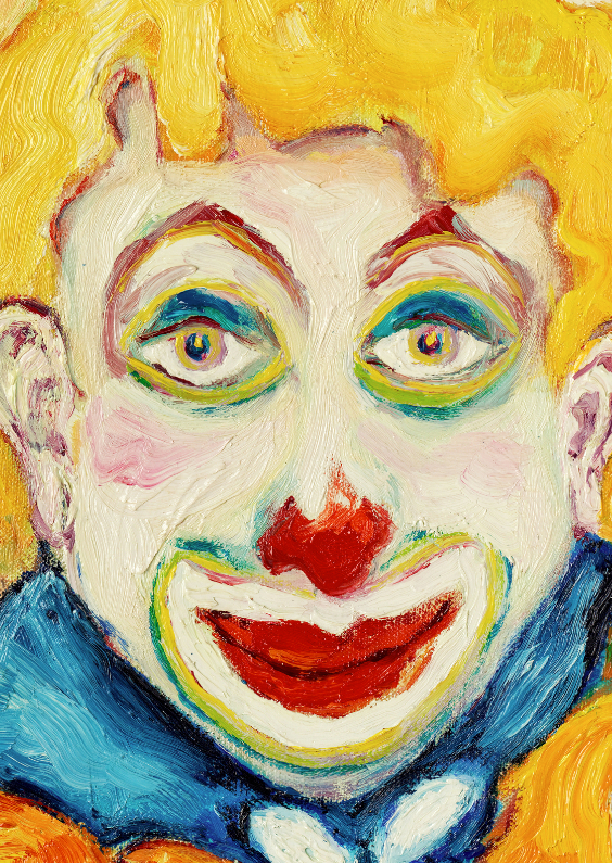 Wenskaarten - Clown geel