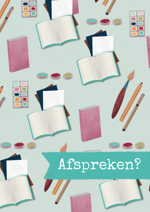 Wenskaarten - Creatief kaartje om af te spreken met verf en pennen