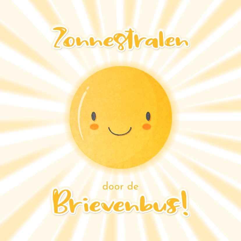 Wenskaarten - Denk aan jou kaart met lieve vrolijke zon en zonnestralen