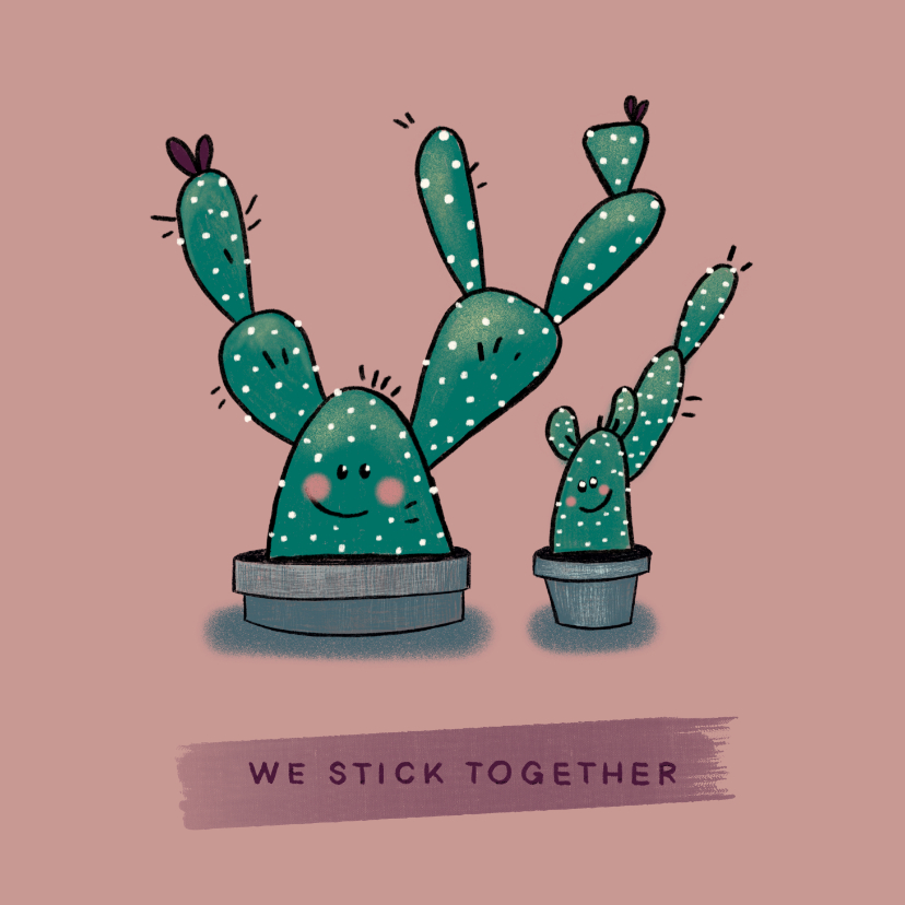 Wenskaarten - Gezellige vriendschapskaart met twee vrolijke cactussen