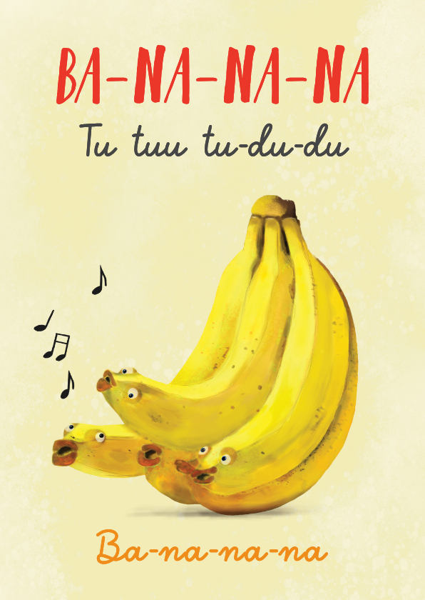 Wenskaarten - Grappige wenskaart met zingende bananen