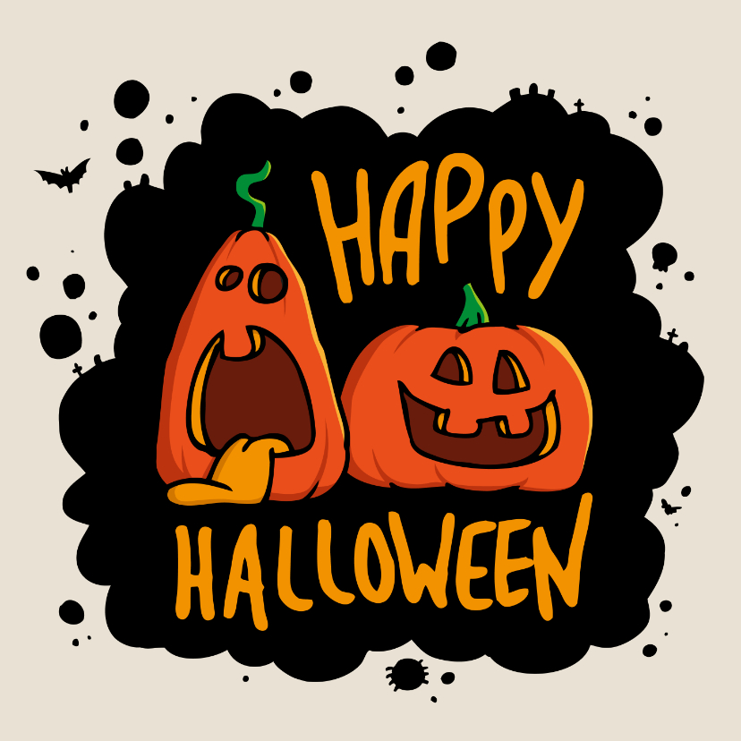 Happy Halloween grappige pompoenen - Wenskaarten Wenskaarten - Happy Halloween grappige pompoenen