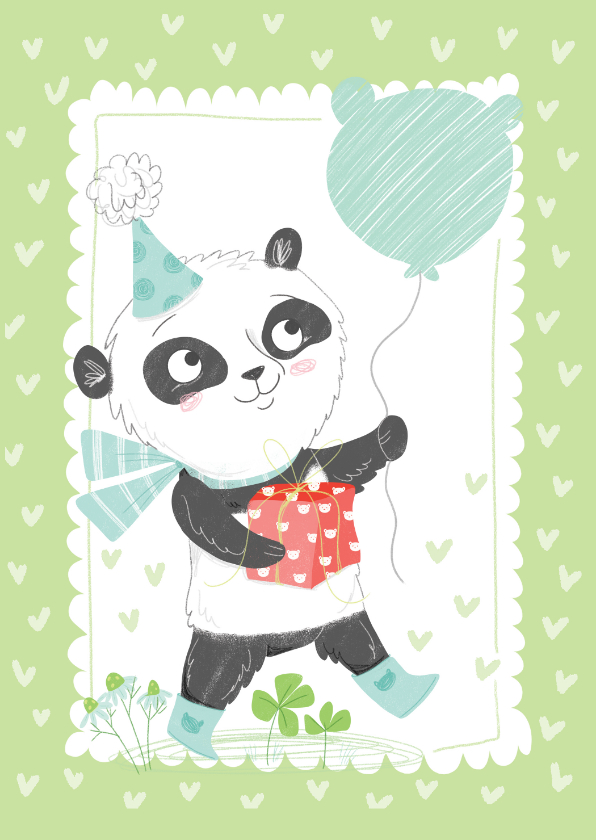 Wenskaarten - Kinderkaart panda-geluk