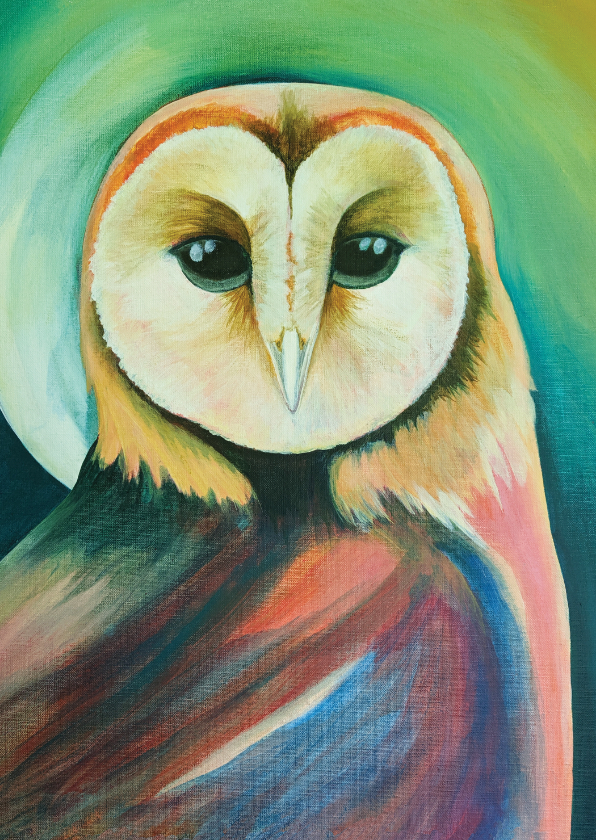 Wenskaarten - Kunstkaart Kerkuil portret