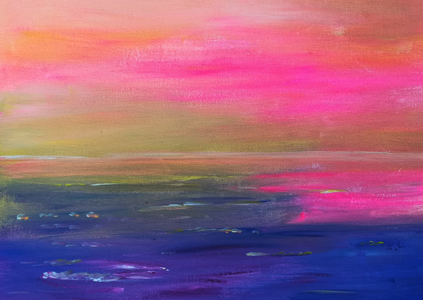 Kunstkaart met kleurige zee - Wenskaarten Wenskaarten - Kunstkaart met kleurige zee