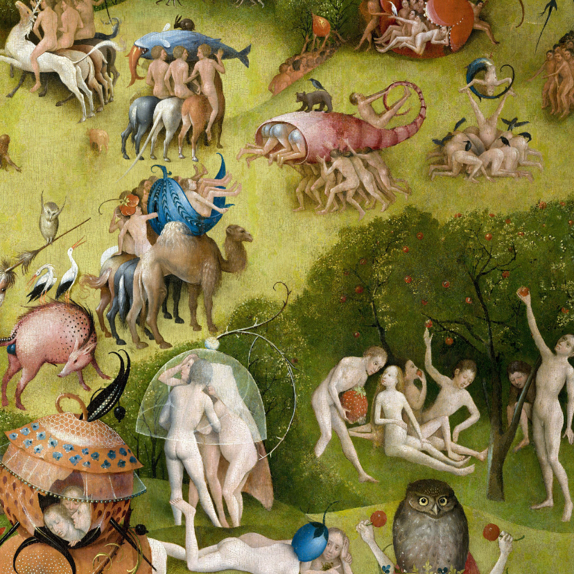 Wenskaarten - Kunstkaart van Jeroen Bosch. Tuin der Lusten (detail) 