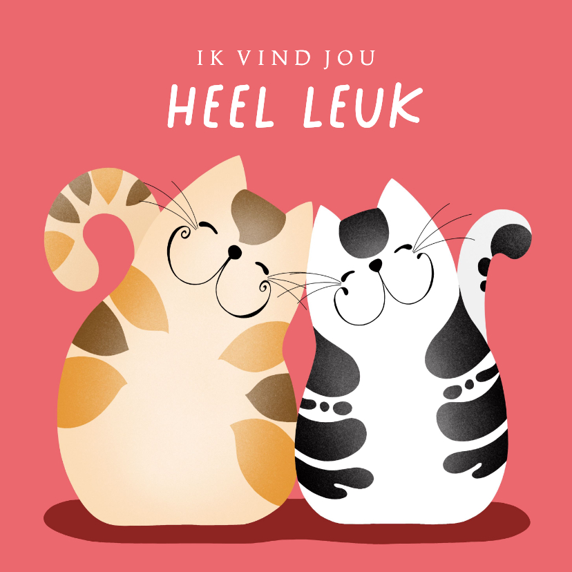 Liefde en vriendschap - twee katten knuffelen - Wenskaarten Wenskaarten - Liefde en vriendschap - twee katten knuffelen