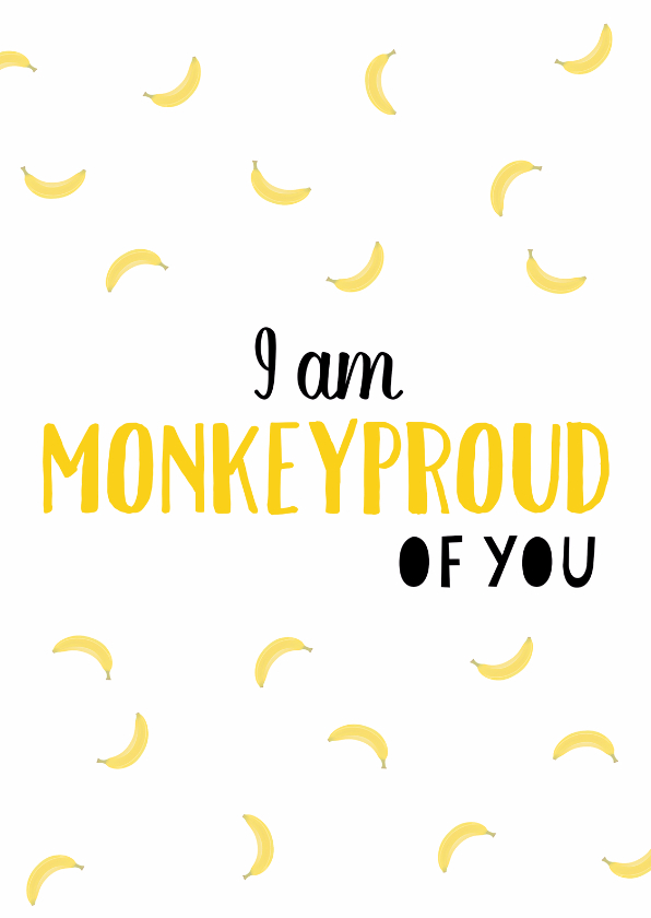 Wenskaarten - Monkeyproud of you wit - DH