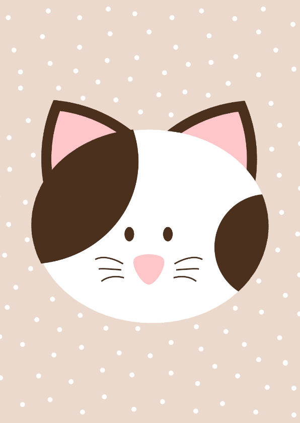 Wenskaarten - Poesje kaart beige met stippen