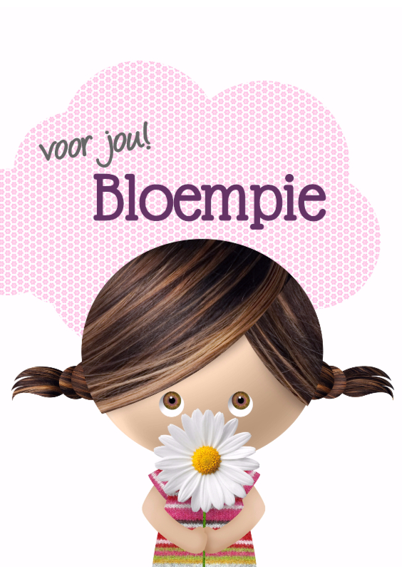 Wenskaarten - Schattig meisje met bloem