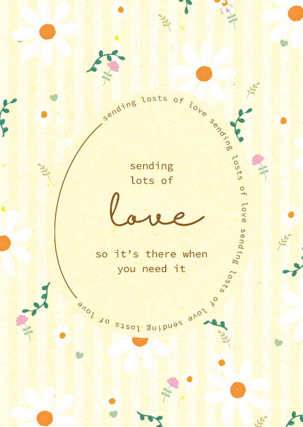 Sending lots of love - flowers and stripes - zomaarkaart - Wenskaarten Wenskaarten - Sending lots of love - flowers and stripes - zomaarkaart