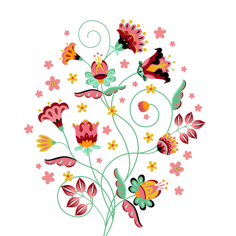 Wenskaarten - Stijlvolle, sierlijke en kleurrijke bloemenkaart 