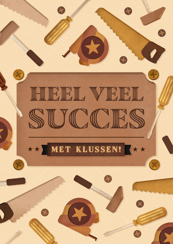Wenskaarten - Succes met klussen kaart met gereedschap illustraties