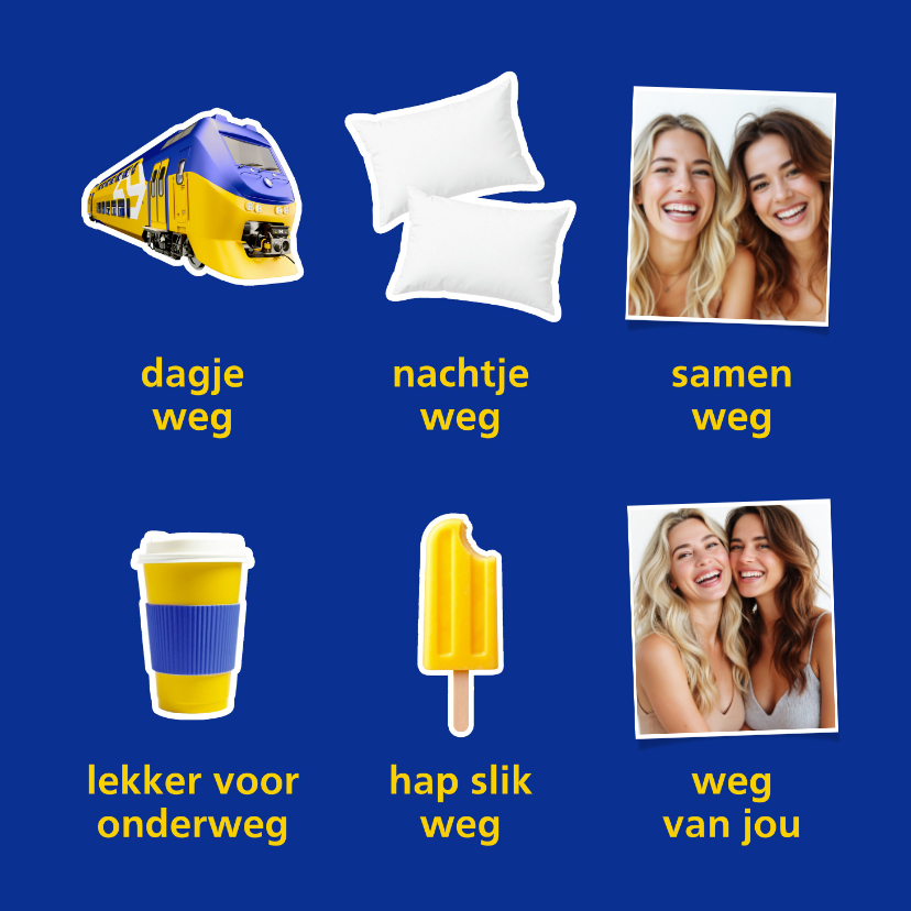 Wenskaarten - Uitnodiging reizen dagje weg nachtje weg met foto's 