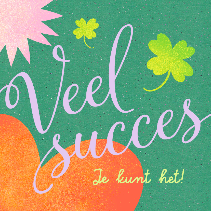 Veel succes kaart klavertje vier hart - Wenskaarten Wenskaarten - Veel succes kaart klavertje vier hart