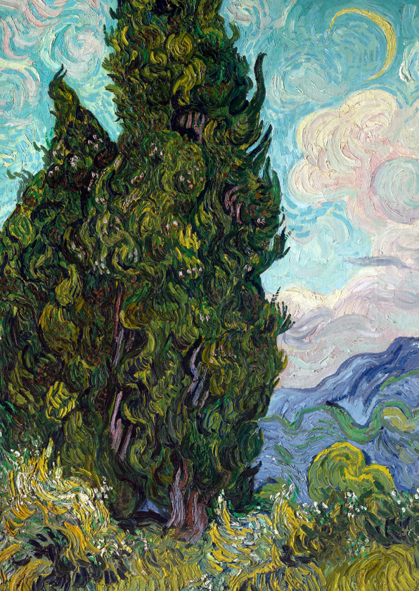 Wenskaarten - Vincent van Gogh. Landschap met cipressen