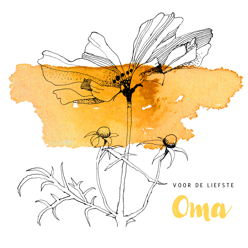 Wenskaarten - Voor de liefste oma, Cosmea bloem tekening